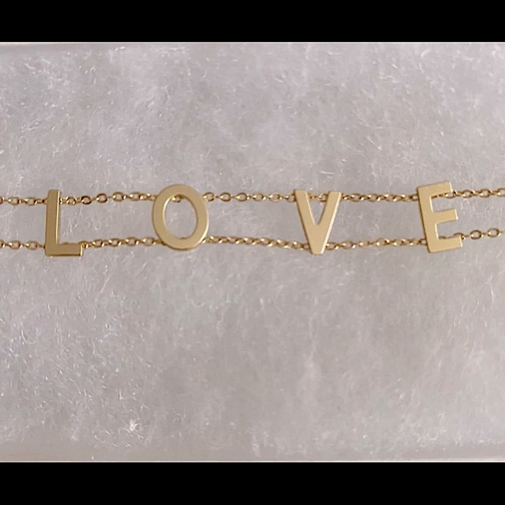 Yellow Gold LOVE Ankle Bracelet